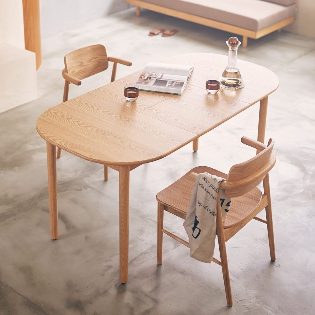 【SIEVE】ヌークダイニングテーブル 3点セット 2人掛け ハーフアーム