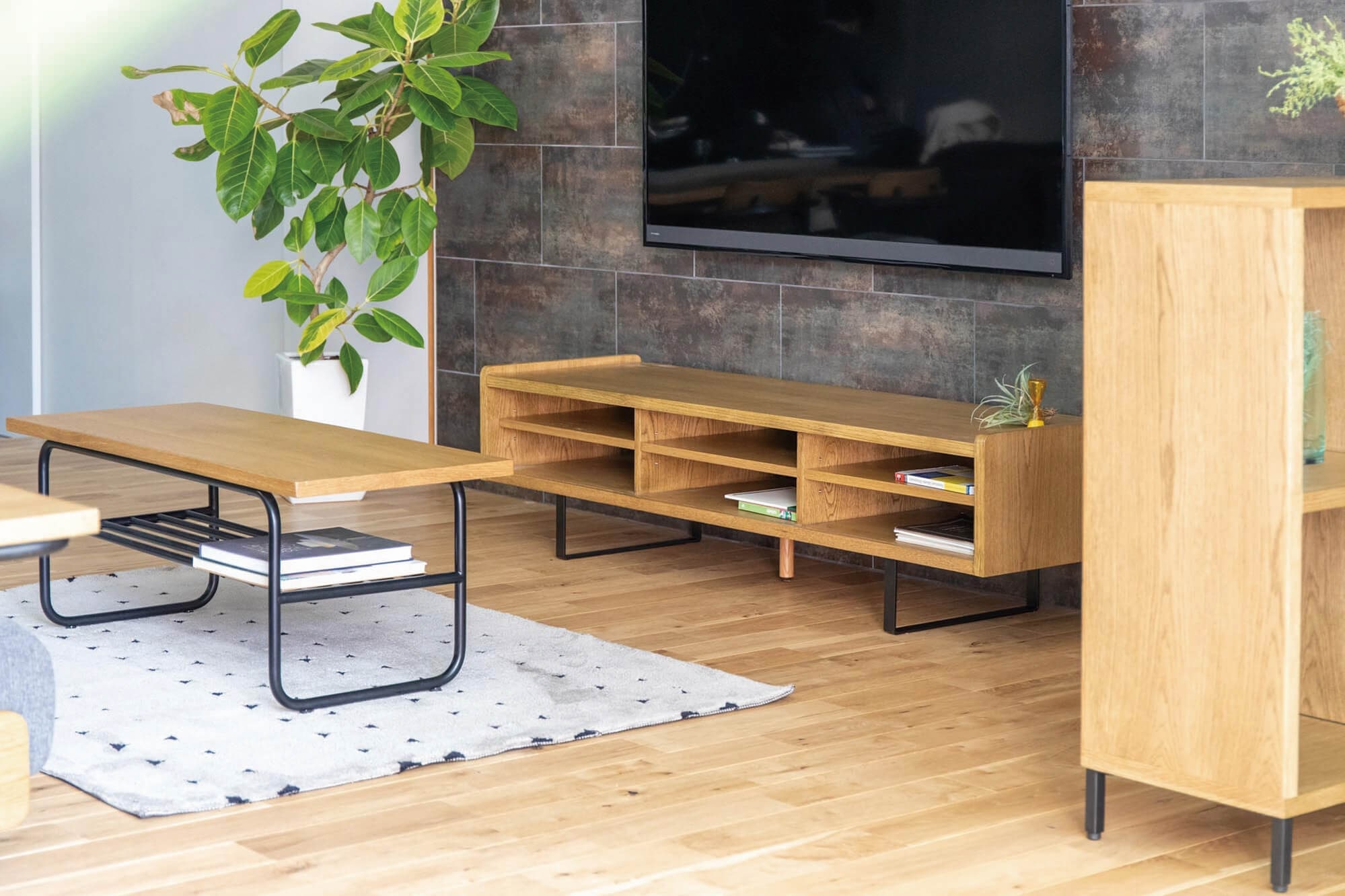 無骨なアイアン脚が雰囲気をより高めるADRSのテレビ台 ホリー テレビボード ナチュラル