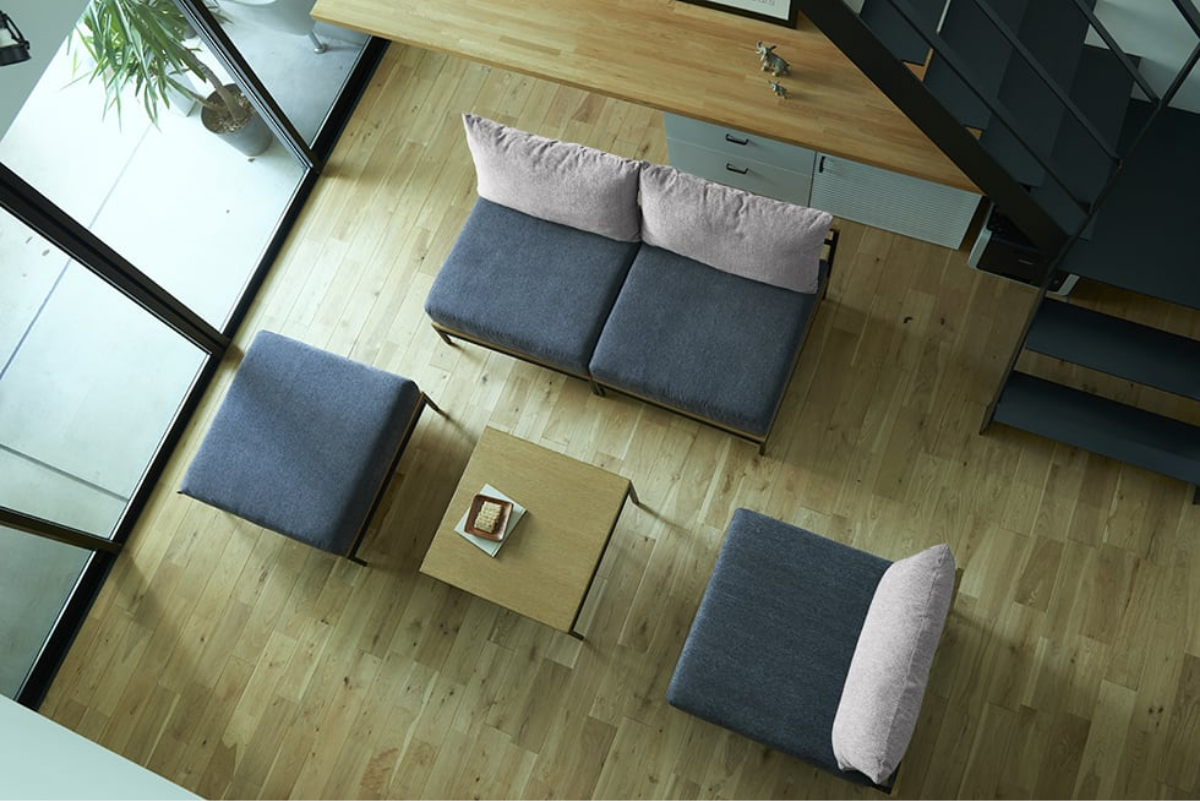 来客時にも対応できる配置 ADRS カーラ ソファ 1人掛け サンドベージュ