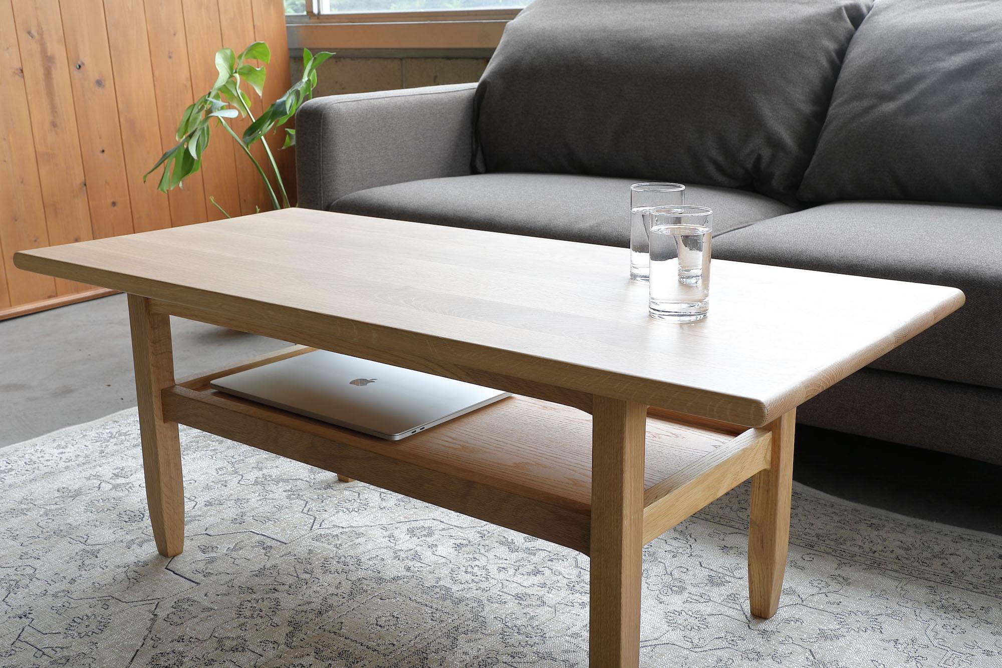 枠が付いた棚により収納物が落ちにくい SIEVE スタンド センターテーブル ナチュラル